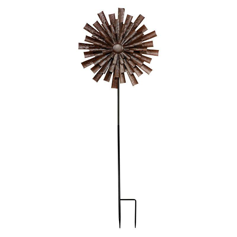 Bronze 81" Iron Abstract Flower Kinetic Wind Spinner