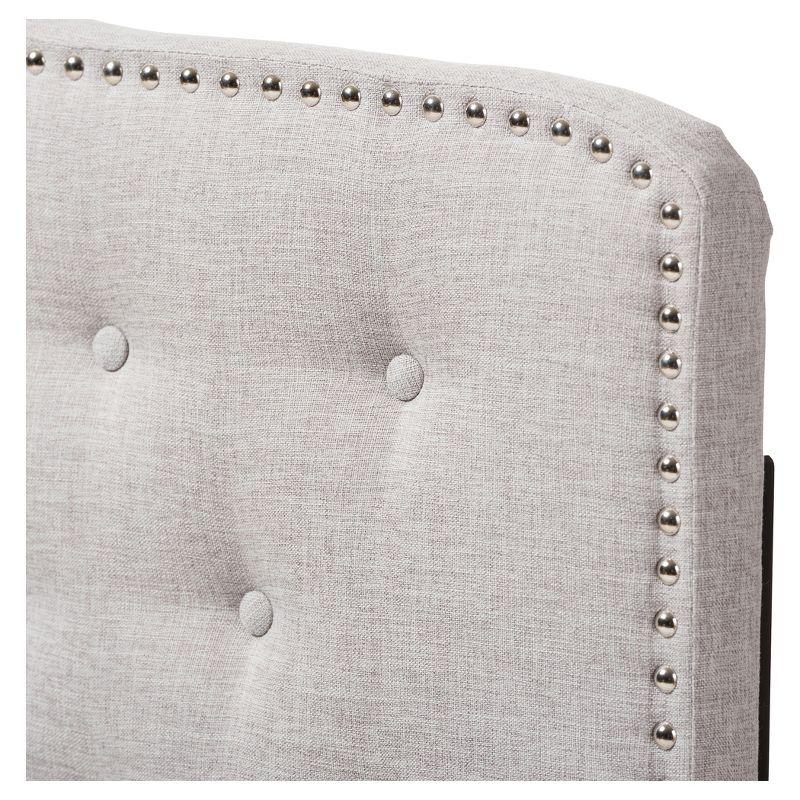 Full Size Grayish Beige Tufted Leather Upholstered Headboard