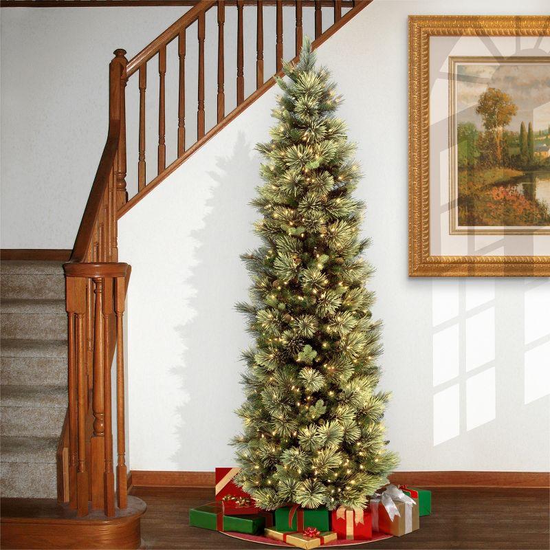 National Tree Company 7 ft. Carolina Pine Slim Tree with Clear Lights