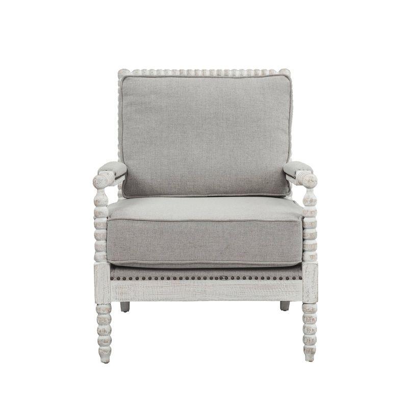 35" Saraid Accent Chair Gray Linen Light Oak Finish - Acme Furniture: Upholstered Armchair, No Assembly, Wood Frame