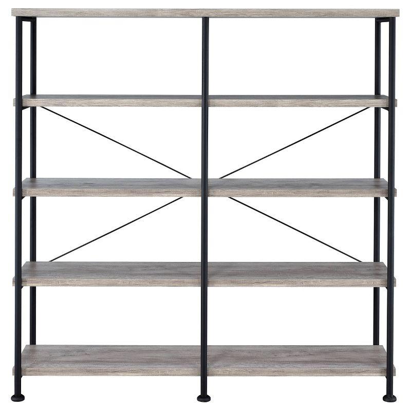 63" Analiese Double Bookcase with 4 Open Shelves in Gray Driftwood - Coaster