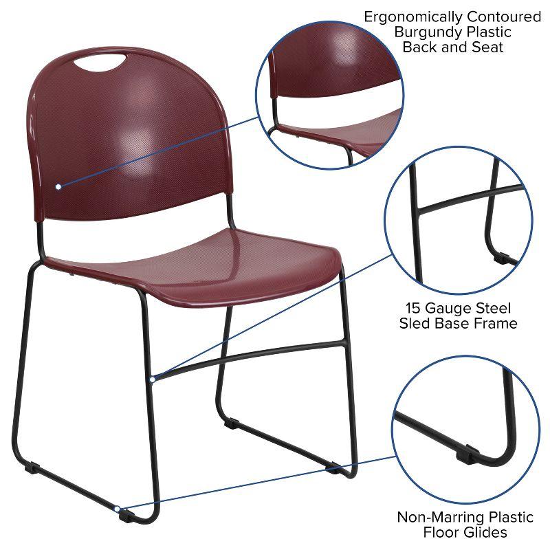 Flash Furniture Gaea 880 lb. Capacity Ultra-Compact Stack Chair with Metal Frame