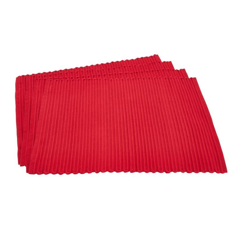 Red Ribbed Cotton Placemats Set of 4