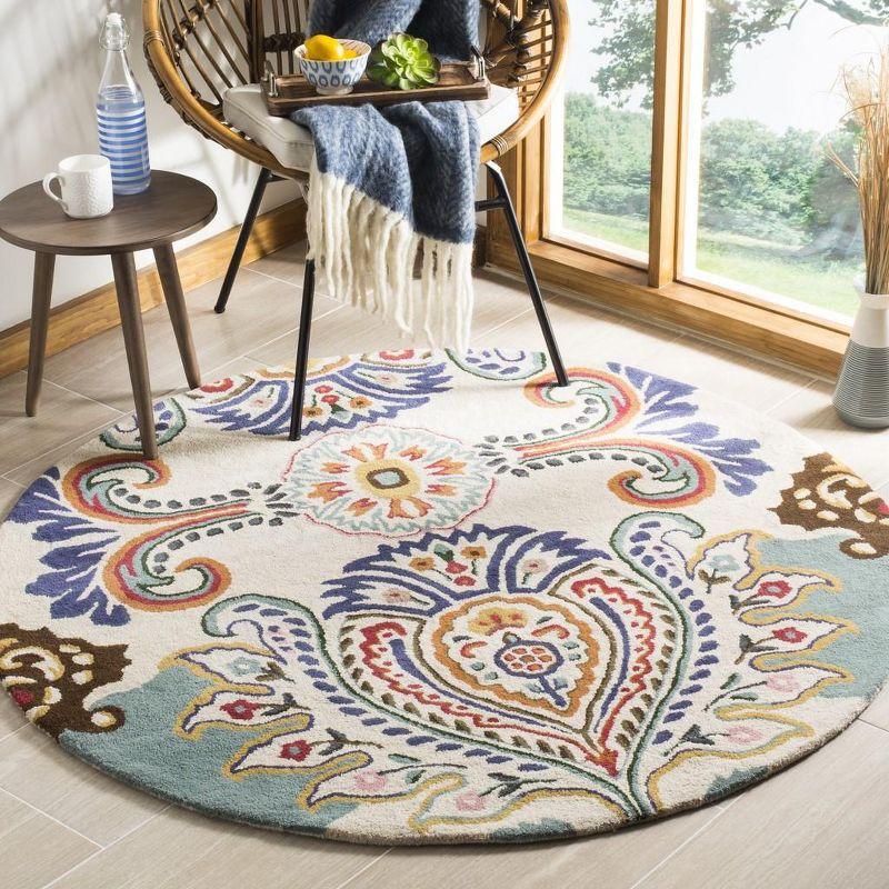 Bella BEL118 Hand Tufted Area Rug - Ivory/Teal - 7' Round - Safavieh.