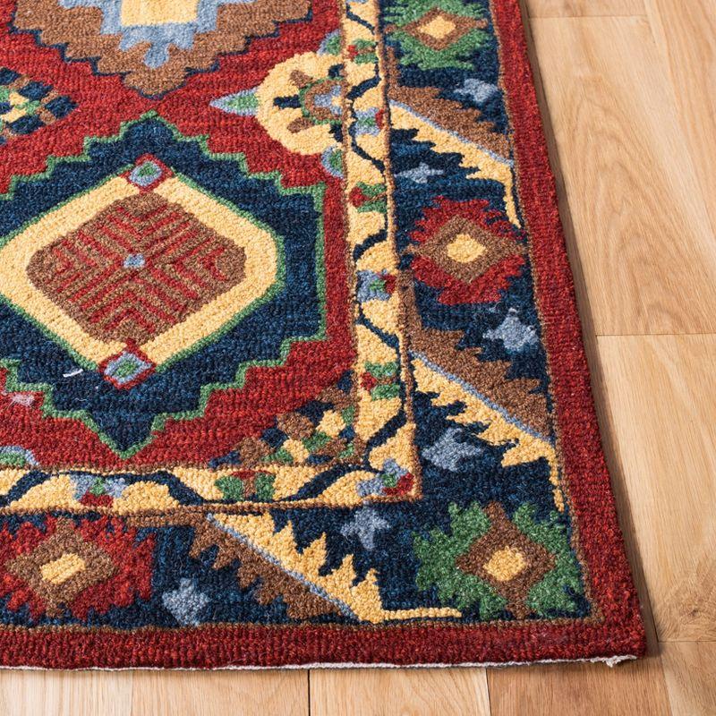 Elegant Red Square Hand-Tufted Wool Area Rug - 6' Heritage