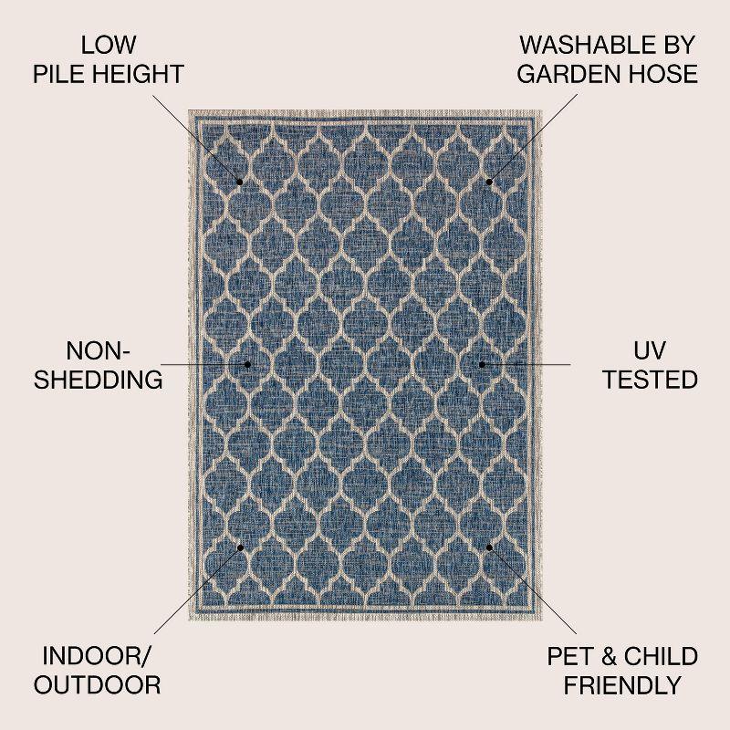 3'x5' Trebol Moroccan Trellis Textured Weave Indoor/Outdoor Area Rug, Navy/Gray - JONATHAN Y