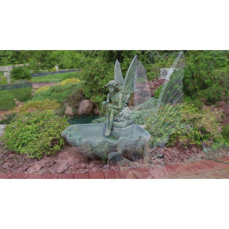 Sunnydaze 30"H Electric Fiberglass Fairy Shell Outdoor Water Fountain