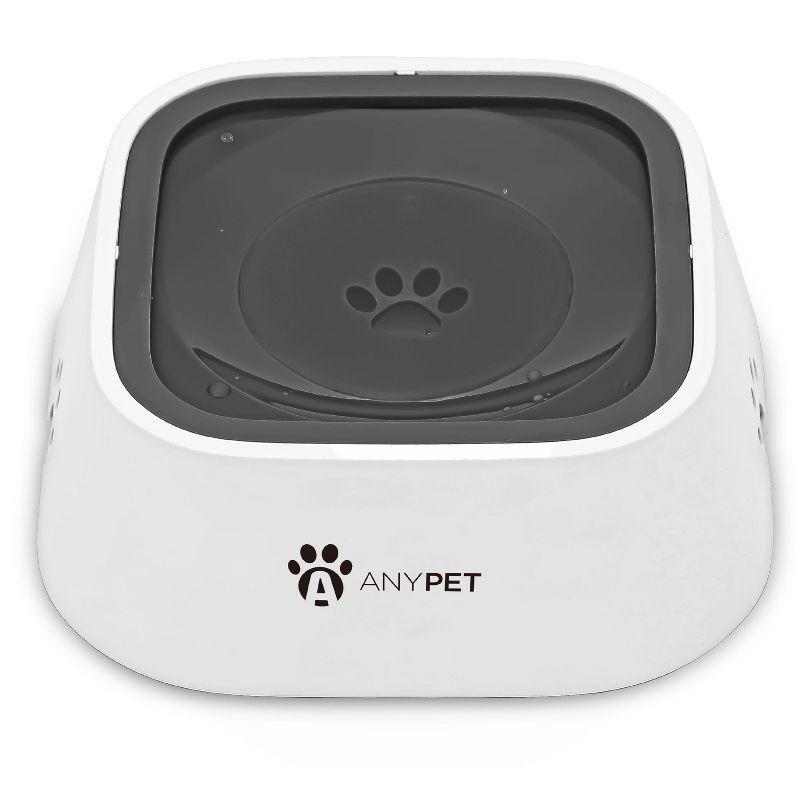 ANYPET No-Spill Dog Water Bowl, Anti-Splash Pet Slow Drinking Water Feeder, Spill Proof Travel Bowls for Large Medium Small Dogs and Cats, White