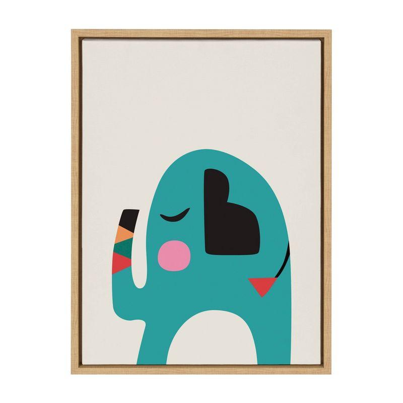 Colorful Mid Century Modern Baby Elephant Canvas Wall Art