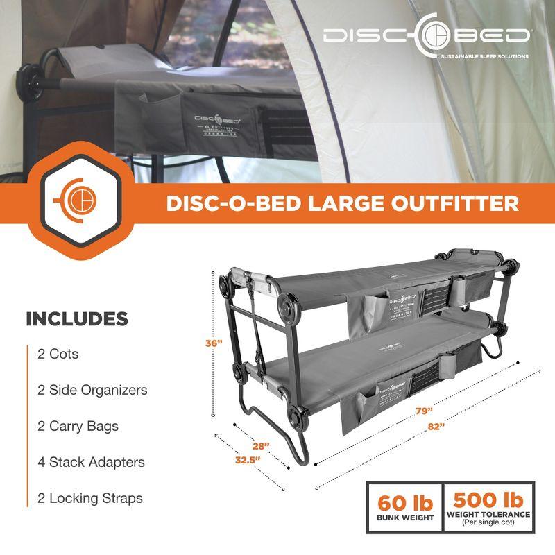 Disc-O-Bed Bunk Benchable Double Cot w/ Storage Organizers