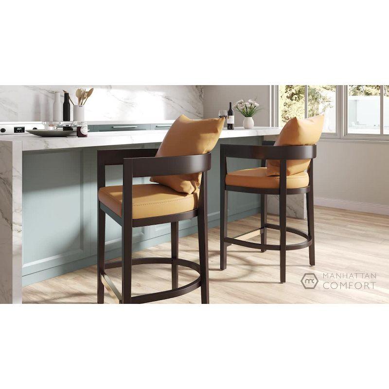 Ritz Beech Wood Counter Height Barstool Black - Manhattan Comfort: Gold Footrest, Upholstered, No Assembly Required