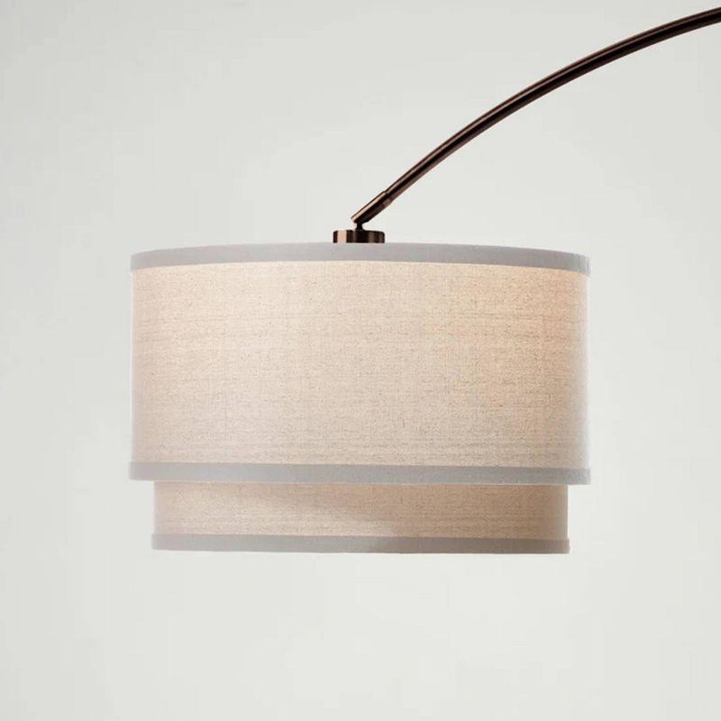 Mason 81 in. Modern Adjustable LED Arched Standing Floor Lamp with Fabric Drum Shade and Weighted Marble Base