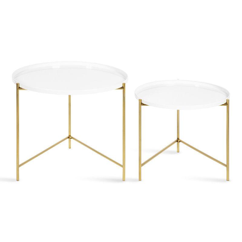 Ulani White and Gold Round Metal Nesting Tables