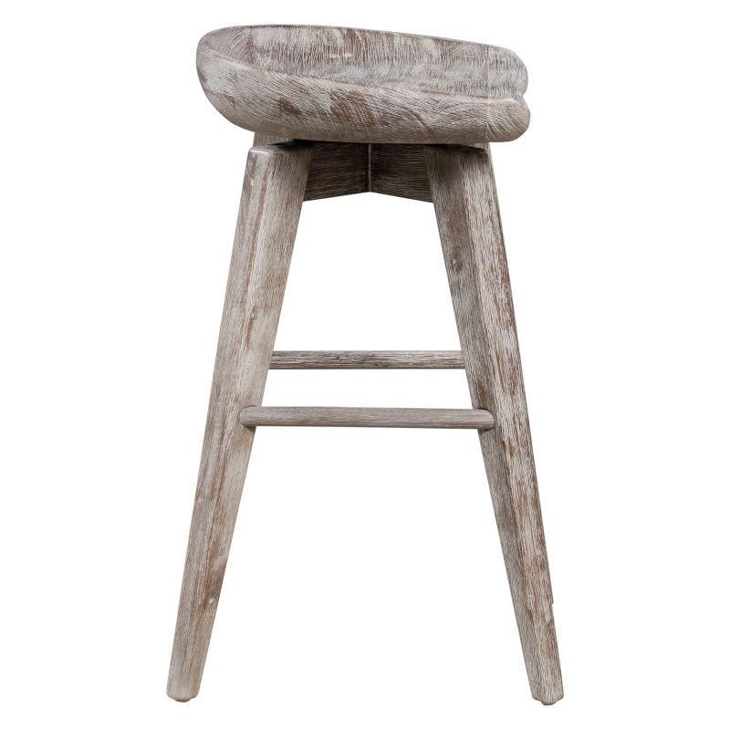 24" Bali Swivel Counter Height Barstool Barnwood - Boraam: Flared Legs, Wood Frame, 300lb Capacity