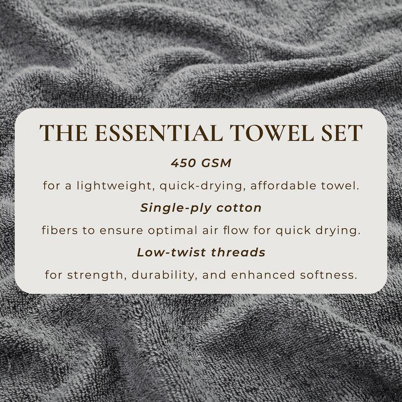 100% Cotton Quick-Dry Everday Towel Set - Great Bay Home (6 Pack Hand Towels, Dark Grey)