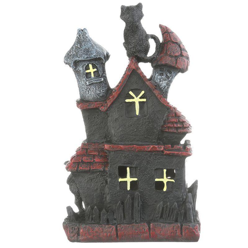The Holiday Aisle® 7" Black Cats Halloween Haunted House with LED Light