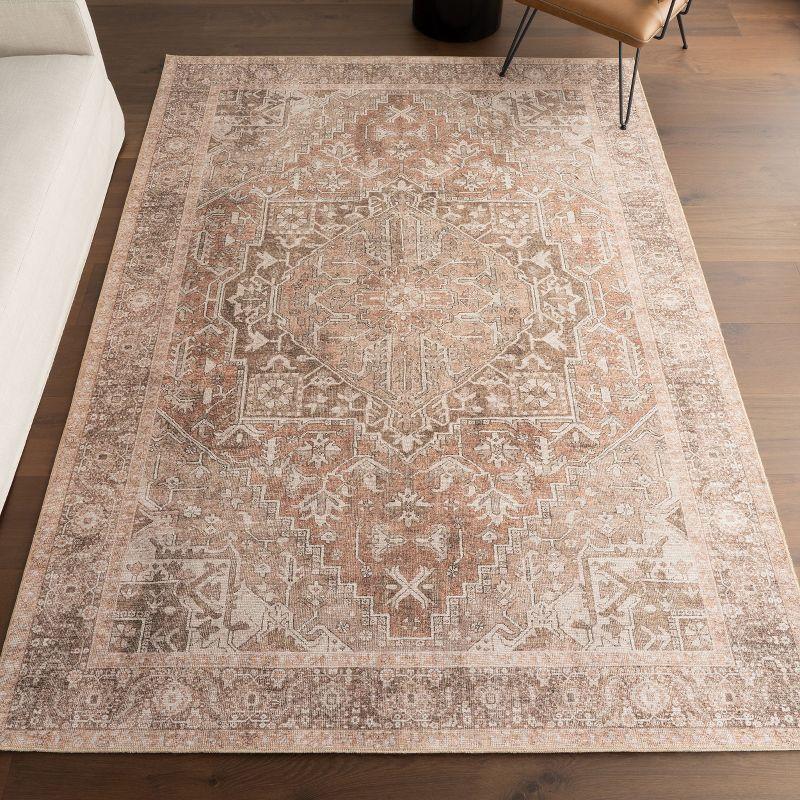 Nuloom Hillstone Collection Mariposa Traditional Vintage Medallion Area Rug, 6' 7" x 9', Ivory