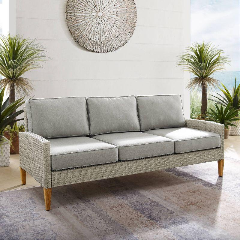 Capella Outdoor Wicker Sofa - Gray/Acorn - Crosley