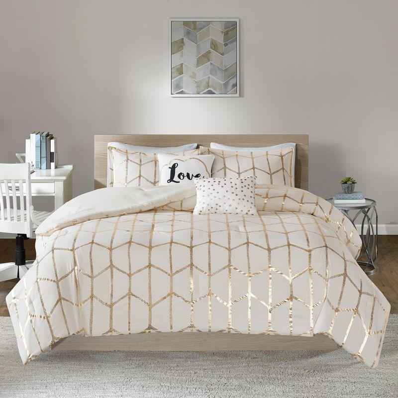 Intelligent Design Raina Metallic Printed Comforter Set