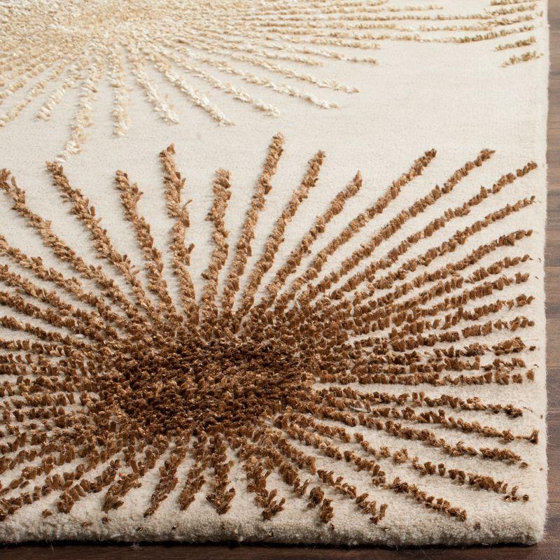 Beige Wool and Viscose Hand-Tufted Runner Rug