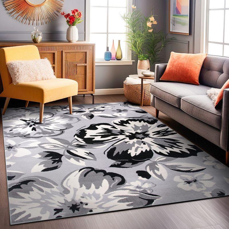 World Rug Gallery Modern Floral Design Gray 7'6" x 9'5" Area Rug