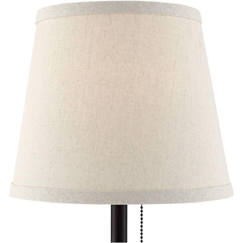 360 Lighting Modern Desk Table Lamp with Hotel Style USB and AC Power Outlet in Base 20" High Bronze Metal Oatmeal Drum Shade for Bedroom Office