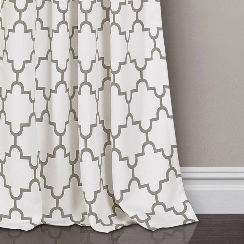 Gray Geometric Trellis Blackout Polyester Curtain Pair