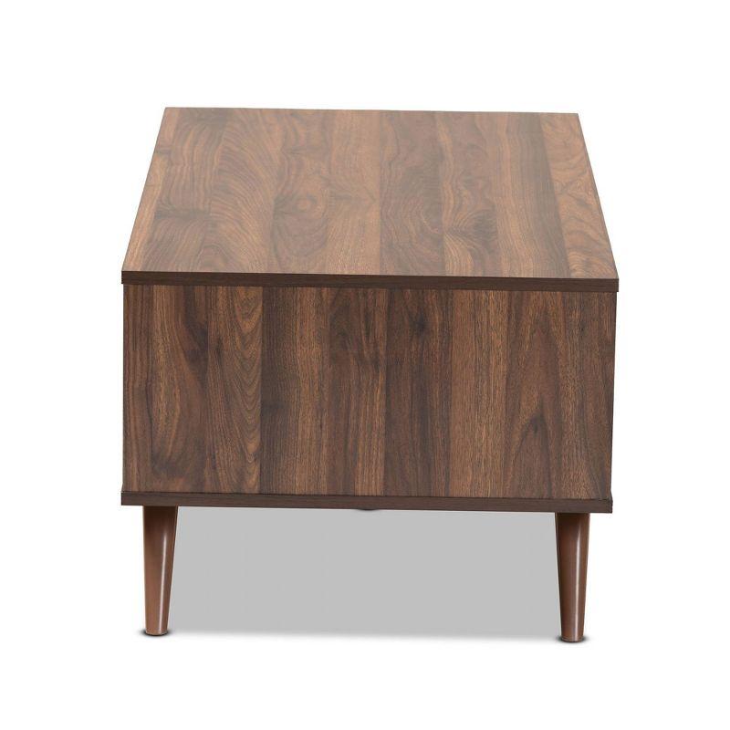 1 Drawer Naoki Two-Tone Wood Coffee Table Gray/Walnut - Baxton Studio: Modern Rectangular Particle Board Table with Shelf