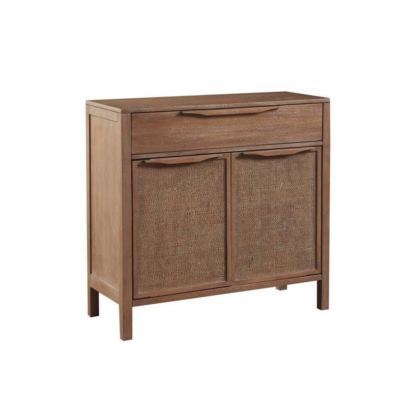 Addison Accent Chest Natural - Madison Park: Solid Wood, Cane Webbing, Storage Shelf, Locking Doors