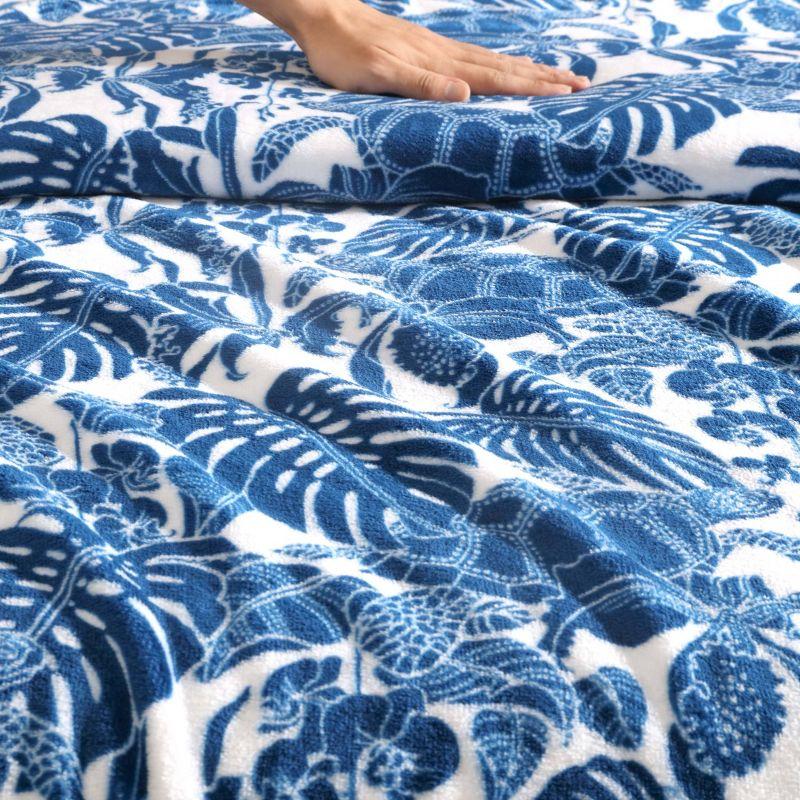 50"x70" Oversized Turtle Bay Throw Blanket Blue - Tommy Bahama: Plush, Reversible, Leaf Pattern,  Kids' & Adults