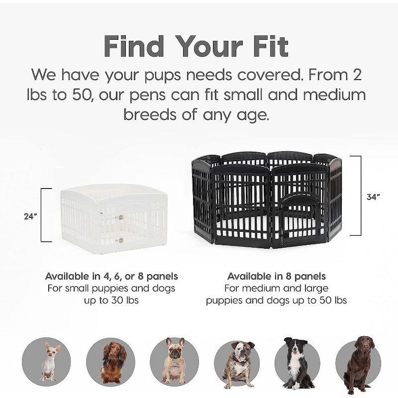 IRIS USA 4 Panel 24H inch Foldable Exercise Enclosure Plastic Pet Playpen with Door, White