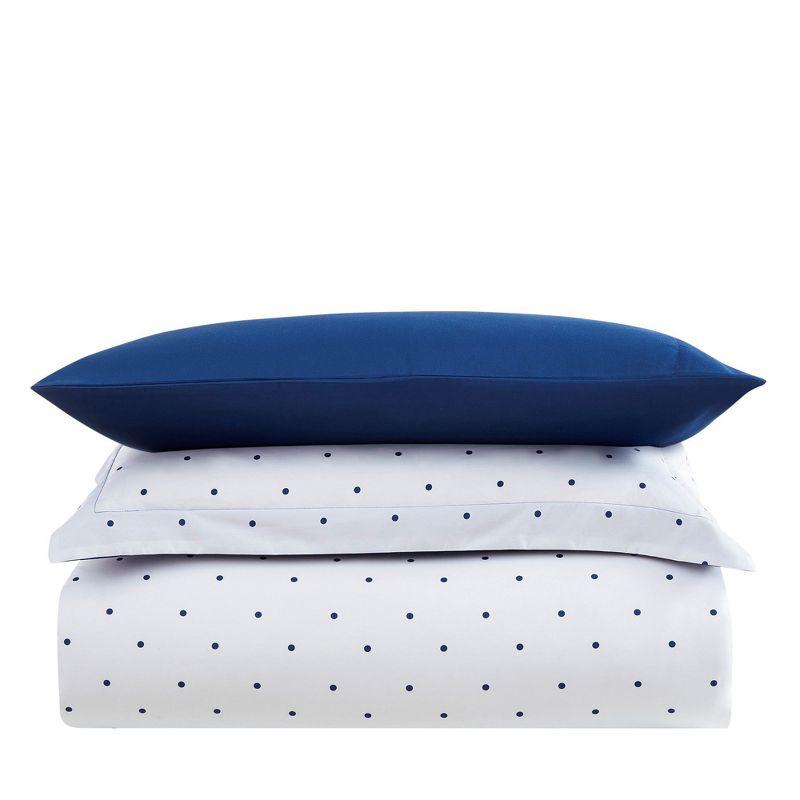 Twin Polka Dot Navy Microfiber Duvet Cover Set