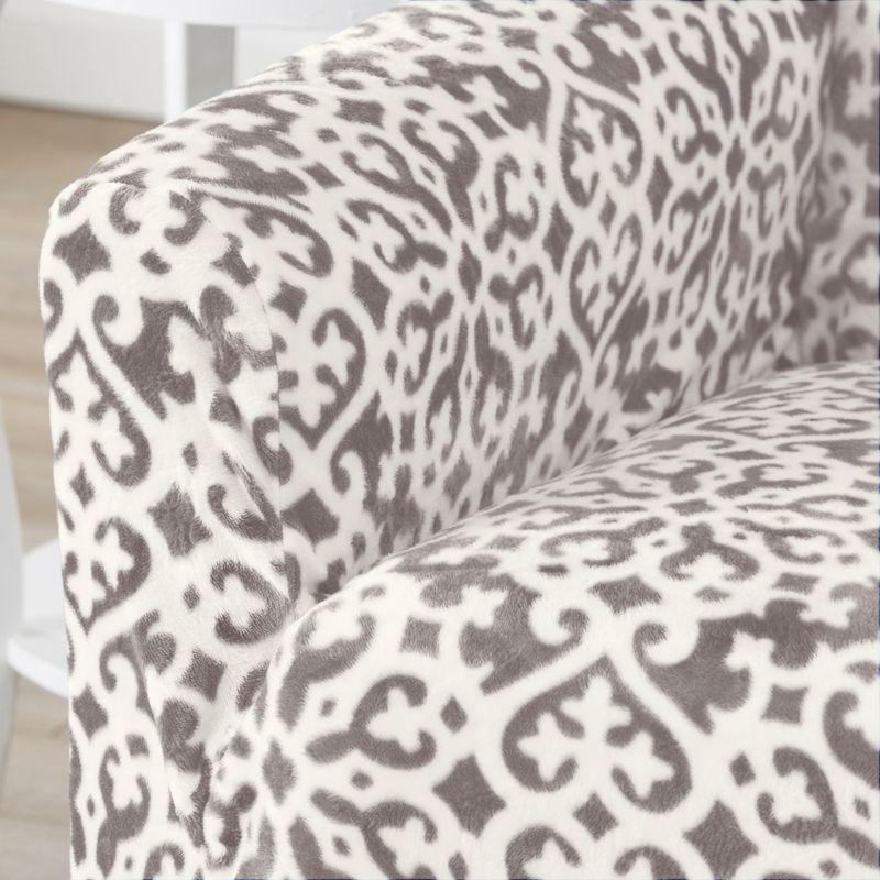 Great Bay Home Stretch Velvet-Plush Washable Chair Slipcover (Chair, Dark Grey - Snowflake)