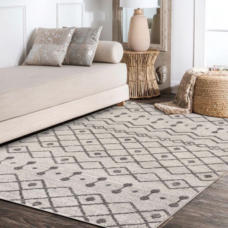 8'x10' Aksil Moroccan Beni Souk Area Rug, Cream/Gray - JONATHAN Y