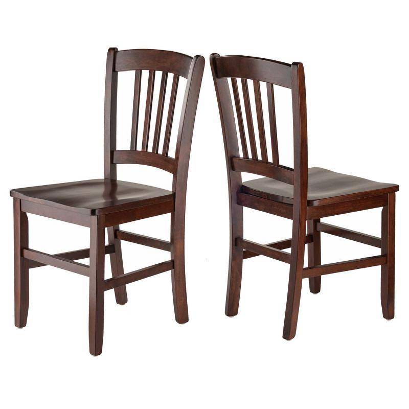 Set of 2 Madison Slat Back Chairs Walnut - Winsome: Hardwood Construction, Contoured Seat, 220lb Capacity