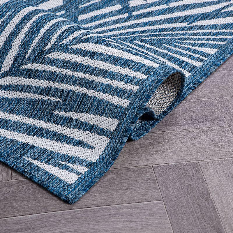 World Rug Gallery Contemporary Palm Leaf Textured Flat Weave Indoor/Outdoor Area Rug - NAVY 2'x3'