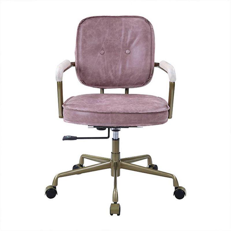 25" Siecross Grain Leather Reclining Accent Chair Pink - Acme Furniture: Swivel, Metal Frame, No Assembly