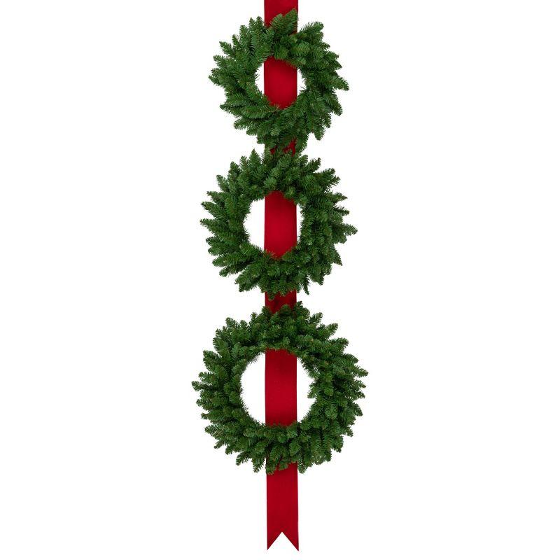 Northlight Seasonal Wreaths on Red Ribbon Hanging Christmas Decoration