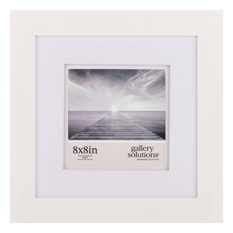 Gallery Solutions 8"x8" Flat White Tabletop Wall Frame with Double White Mat 5"x5" Image: Elegant Display