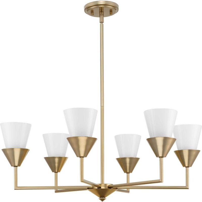 Pinellas Soft Gold 6-Light Candle Style Chandelier with Opal Glass Shades