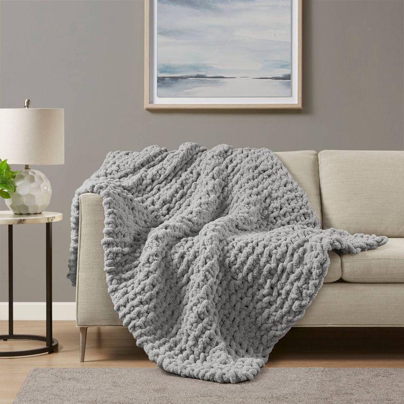 Madison Park Chenille Chunky Knit Throw
