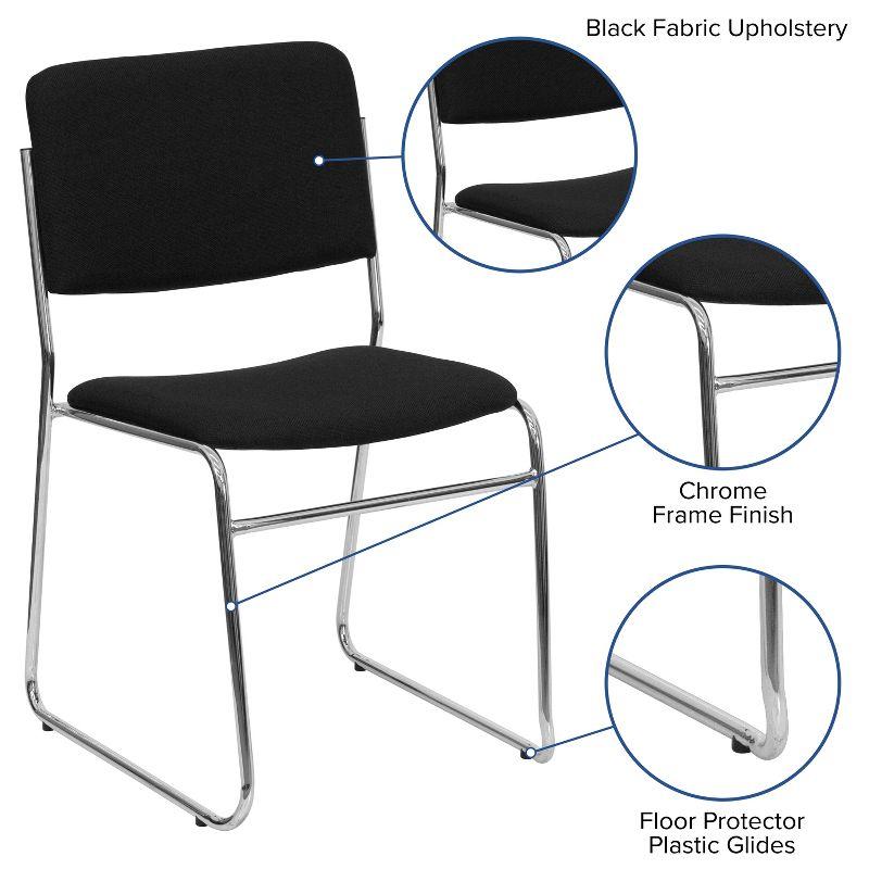 Black Fabric and Chrome Stacking Side Chair