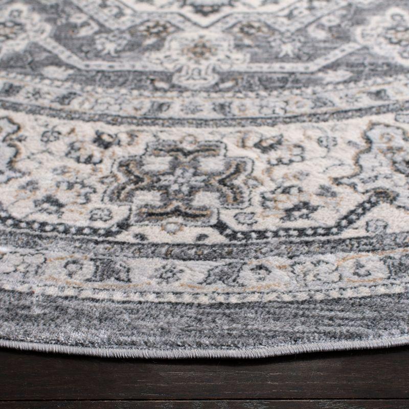 Isabella ISA916 Power Loomed Area Rug - Grey/Cream - 6'7" Round - Safavieh