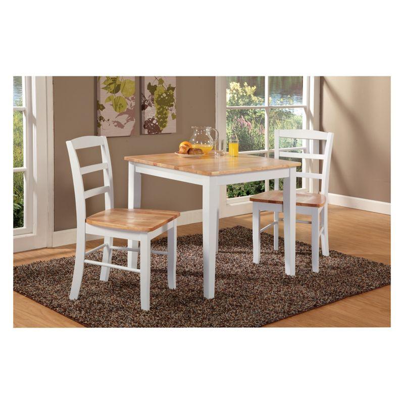 3pc Dining Table with 2 Ladderback Chairs White/Natural – International Concepts: Solid Wood, Square, Non-Extension