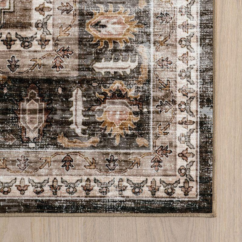 Nuloom Davi Faded Spill Proof Machine Washable Indoor Area Rug, 5' x 8', Dark Brown