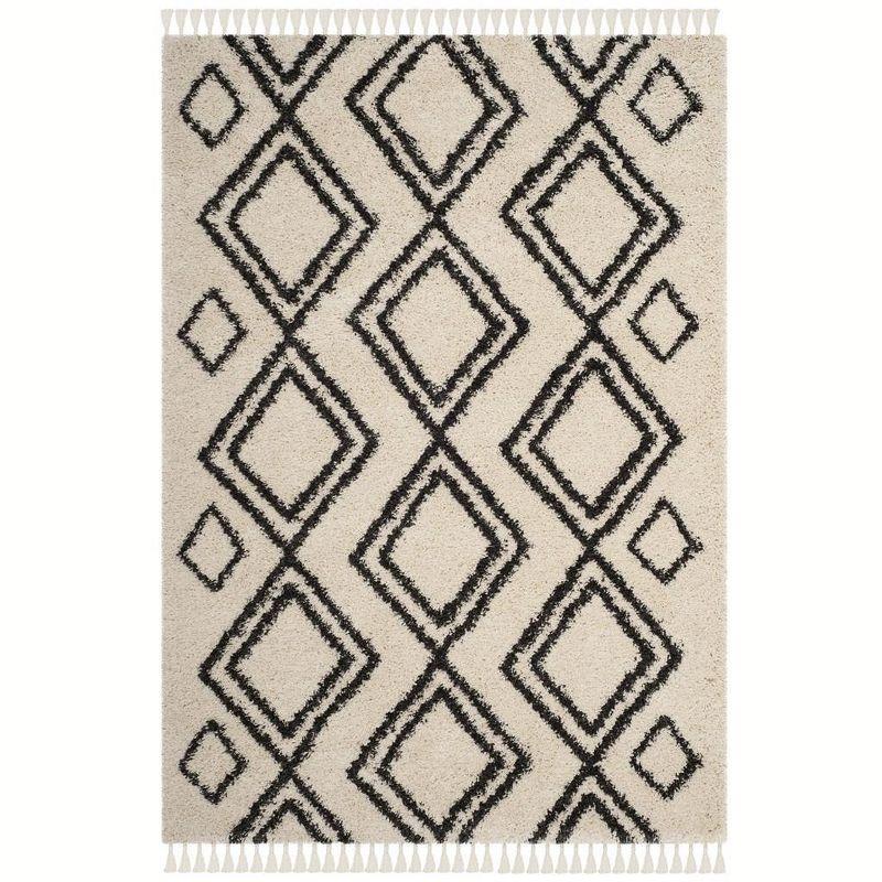 Boho-Chic Gray Shag Wool-Synthetic Blend Area Rug 8' x 10'