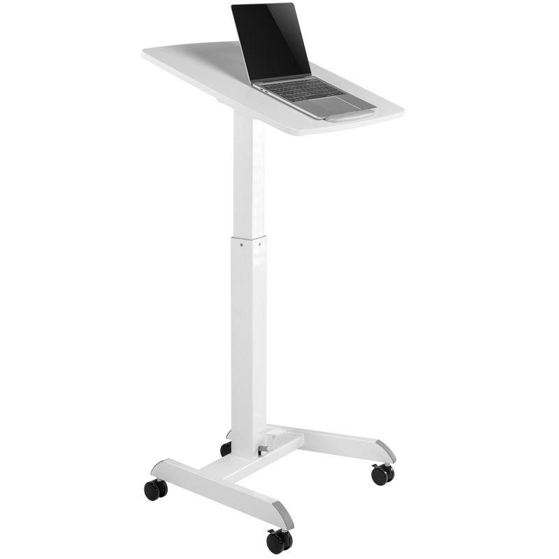 Cruizer 360 Tilting Mobile Podium with Pneumatic Height Adjustments – White – Stand Steady