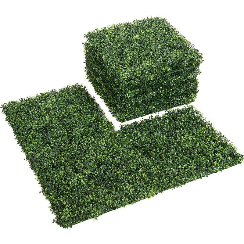 20'' Green Artificial Boxwood Hedge Panels for Outdoor Privacy