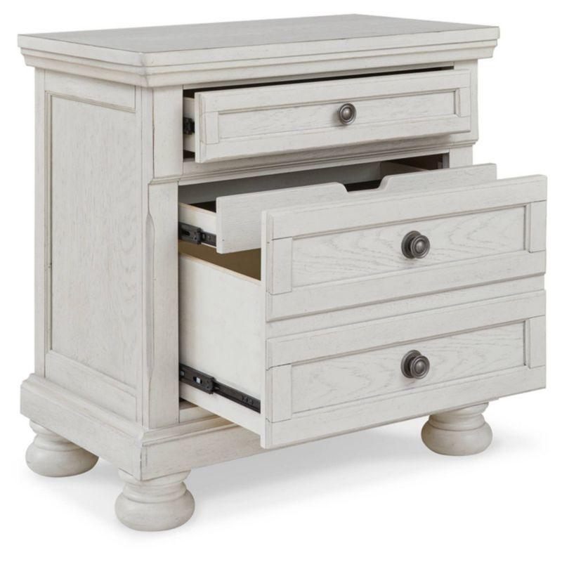 Robbinsdale 2 Drawer Nightstand White - Signature Design by Ashley: Bronze-Tone Hardware, Wood Veneer, Storage Tray