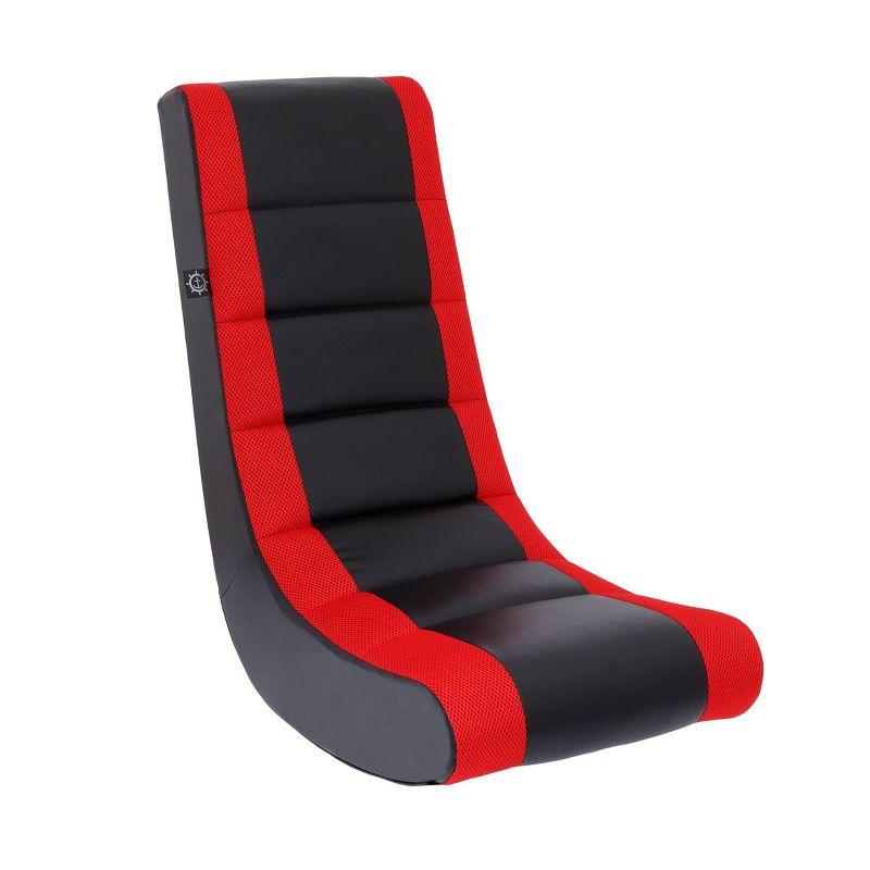 Video Rocker Gaming Chair Black/Red - The Crew Furniture: Ergonomic Floor Seat, Padded for Comfort, No Assembly Required